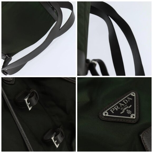 PRADA Backpack Nylon Leather Khaki Auth bs30468 main image 14